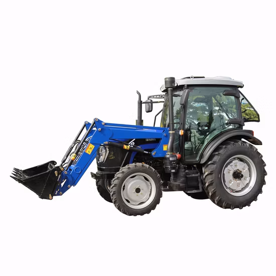 幅広の厚いクローラーを備えた農業用トラクター、クロス溝、耕運機トレンチャー、芝刈り機、シャベルと掘削機付きローダーとして水泥地で立ち往生しない