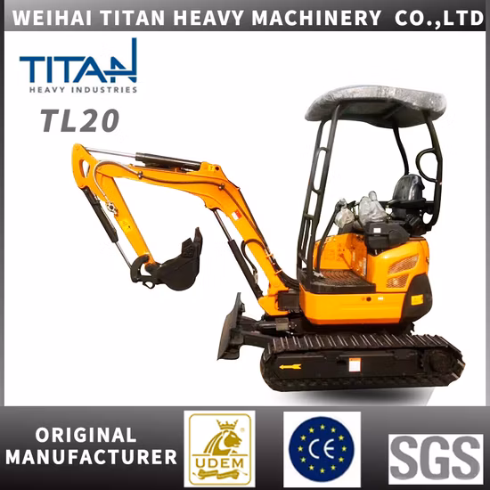 China Mini Excavator 2.0 Ton Small Digger Excavator Bagger Crawler with Yammar 3 Cylinder Water Cool Engine